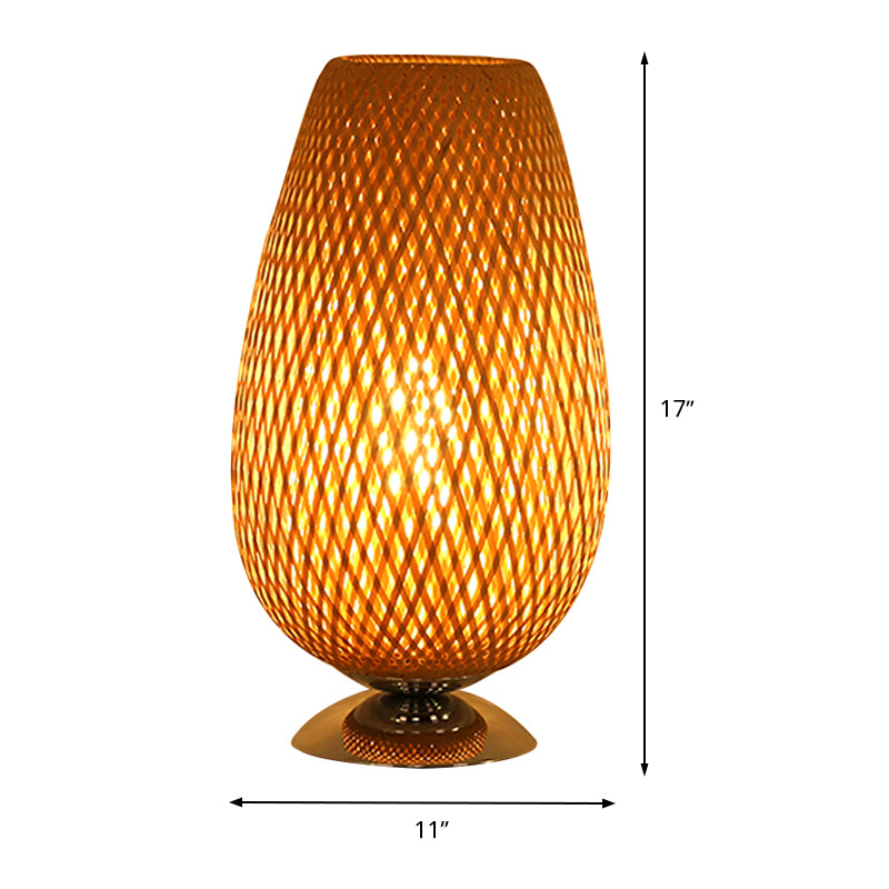 Japanese Hand Twisted Task Lighting Bamboo 1 Bulb Small Desk Lamp in ...