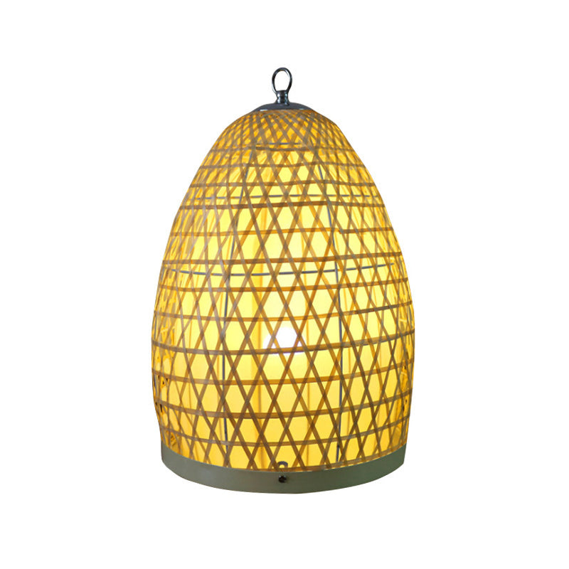 Japanese 1 Bulb Small Desk Lamp Beige Hand-Woven Task Lighting with ...