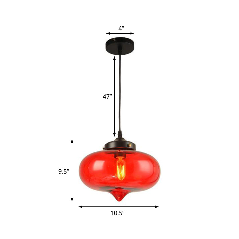 Industrial Onion Shade Pendant Lighting 1 Light Red/Yellow/Smoke Gray Glass Hanging Lamp for Bar Clearhalo 'Art Deco Pendants' 'Cast Iron' 'Ceiling Lights' 'Ceramic' 'Crystal' 'Industrial Pendants' 'Industrial' 'Metal' 'Middle Century Pendants' 'Pendant Lights' 'Pendants' 'Tiffany' Lighting' 381137