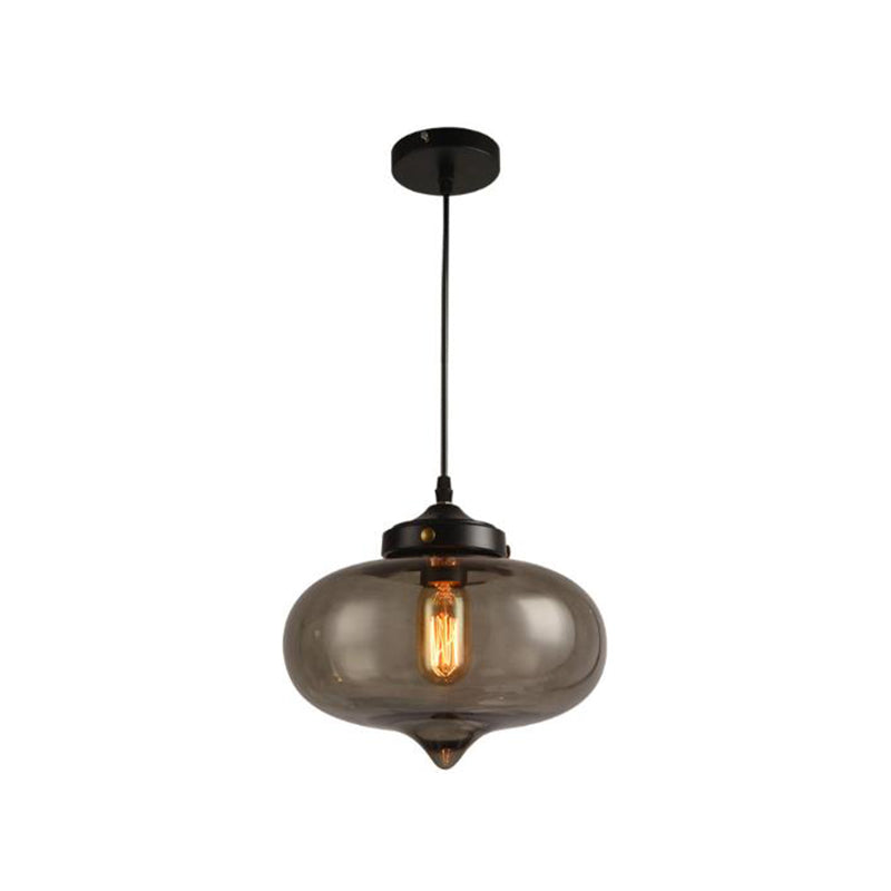 Industrial Onion Shade Pendant Lighting 1 Light Red/Yellow/Smoke Gray Glass Hanging Lamp for Bar Clearhalo 'Art Deco Pendants' 'Cast Iron' 'Ceiling Lights' 'Ceramic' 'Crystal' 'Industrial Pendants' 'Industrial' 'Metal' 'Middle Century Pendants' 'Pendant Lights' 'Pendants' 'Tiffany' Lighting' 381140