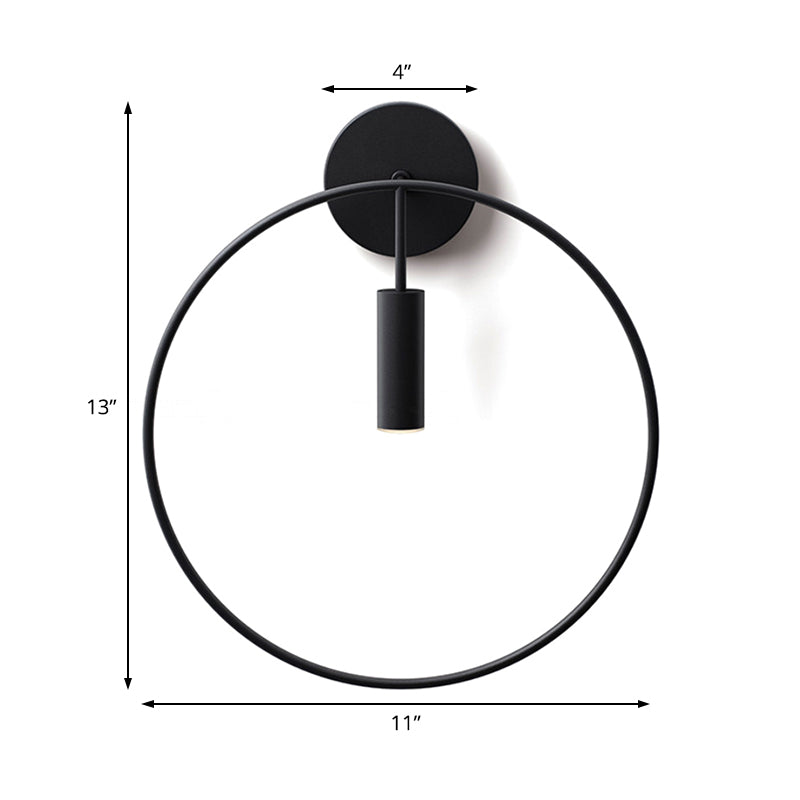 1 Light Wall Lamp Lighting Nordic Ring Metal Sconce Light Fixture in Black/Gold for Bedroom, 11"/14" Wide Clearhalo 'Art deco wall lights' 'Cast Iron' 'Glass' 'Industrial wall lights' 'Industrial' 'Middle century wall lights' 'Modern' 'Rustic wall lights' 'Tiffany' 'Traditional wall lights' 'Wall Lamps & Sconces' 'Wall Lights' Lighting' 381164