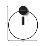 1 Light Wall Lamp Lighting Nordic Ring Metal Sconce Light Fixture in Black/Gold for Bedroom, 11"/14" Wide Clearhalo 'Art deco wall lights' 'Cast Iron' 'Glass' 'Industrial wall lights' 'Industrial' 'Middle century wall lights' 'Modern' 'Rustic wall lights' 'Tiffany' 'Traditional wall lights' 'Wall Lamps & Sconces' 'Wall Lights' Lighting' 381164