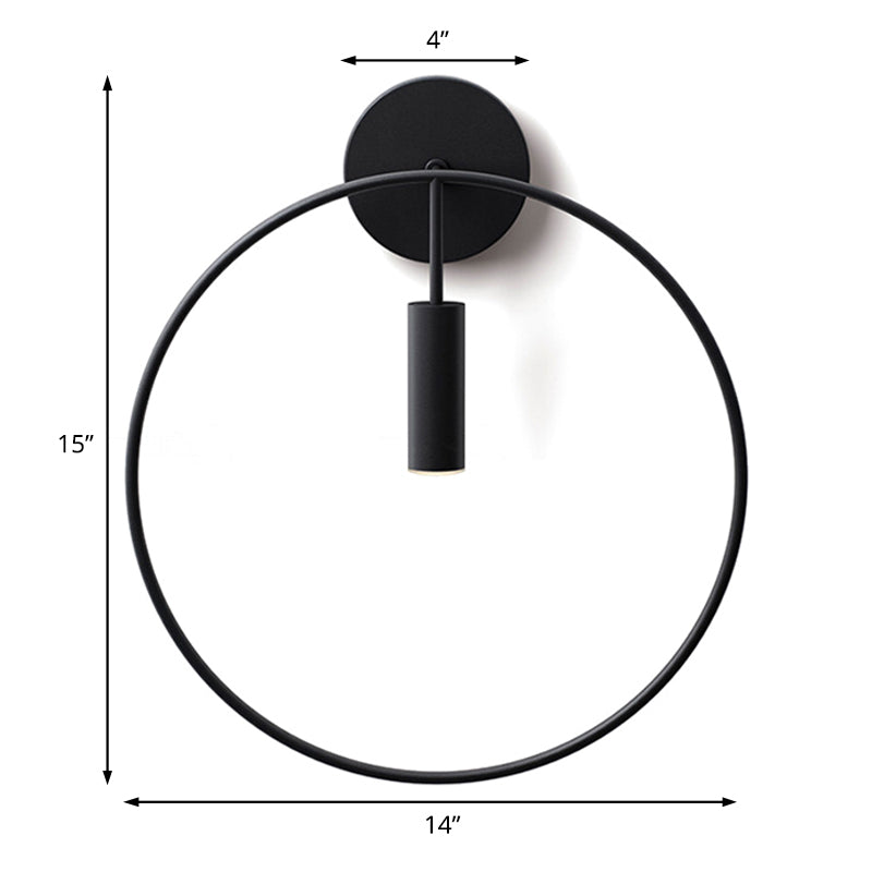 1 Light Wall Lamp Lighting Nordic Ring Metal Sconce Light Fixture in Black/Gold for Bedroom, 11"/14" Wide Clearhalo 'Art deco wall lights' 'Cast Iron' 'Glass' 'Industrial wall lights' 'Industrial' 'Middle century wall lights' 'Modern' 'Rustic wall lights' 'Tiffany' 'Traditional wall lights' 'Wall Lamps & Sconces' 'Wall Lights' Lighting' 381165