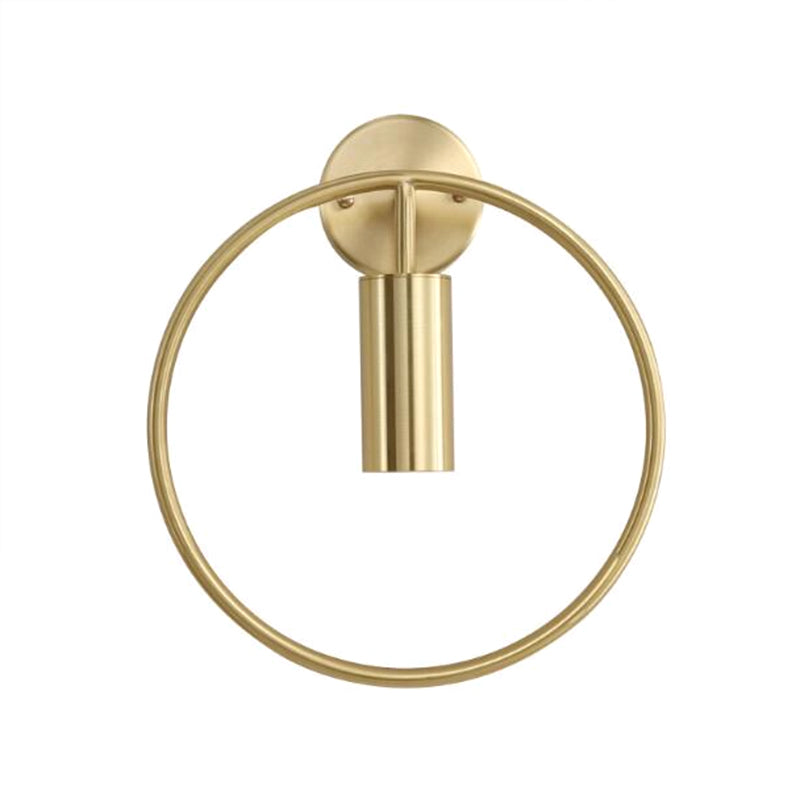 1 Light Wall Lamp Lighting Nordic Ring Metal Sconce Light Fixture in Black/Gold for Bedroom, 11"/14" Wide Clearhalo 'Art deco wall lights' 'Cast Iron' 'Glass' 'Industrial wall lights' 'Industrial' 'Middle century wall lights' 'Modern' 'Rustic wall lights' 'Tiffany' 'Traditional wall lights' 'Wall Lamps & Sconces' 'Wall Lights' Lighting' 381170