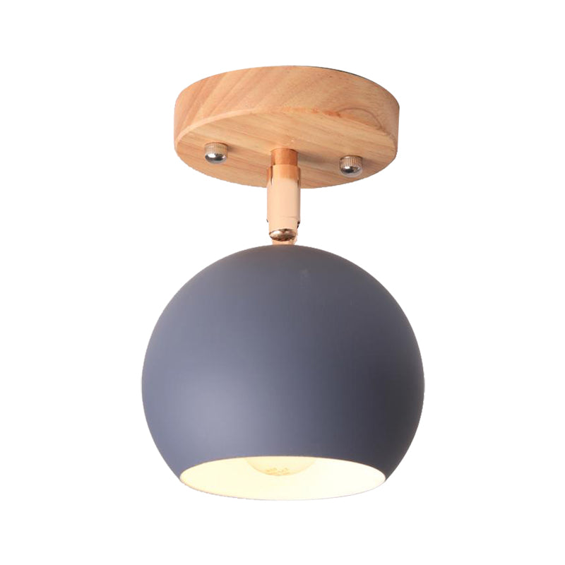Nordic Black/Gray/White/Pink/Green Orbit Semi Flush Light Adjustable 1 Light Metal Ceiling Mount Light Fixture Clearhalo 'Ceiling Lights' 'Close To Ceiling Lights' 'Close to ceiling' 'Semi-flushmount' Lighting' 381272