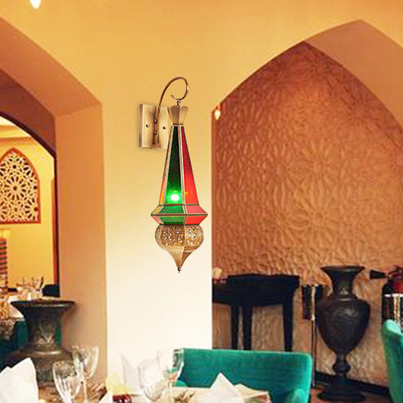 1 Head Tapered Sconce Antique Metal Wall Mounted Light Fixture in Brass with Curvy Arm Brass Clearhalo 'Wall Lamps & Sconces' 'Wall Lights' Lighting' 381322