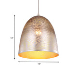 1 Bulb Dome Hanging Light Traditionary Metal Suspended Lighting Fixture in Silver Clearhalo 'Ceiling Lights' 'Pendant Lights' 'Pendants' Lighting' 381391