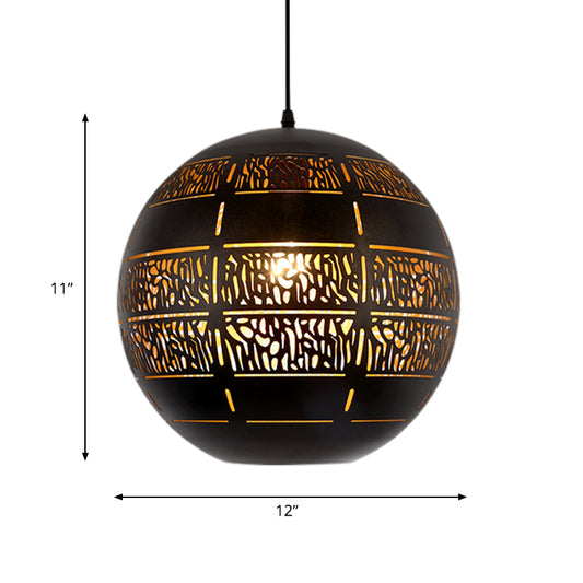 Sphere Down Lighting Decorative 1 Bulb Metal Ceiling Suspension Lamp in Bronze, 10"/12" Wide Clearhalo 'Ceiling Lights' 'Pendant Lights' 'Pendants' Lighting' 381423