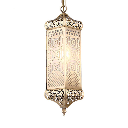 Art Deco Rectangular Pendant Light Metal 1 Head Suspended Lighting Fixture in Bronze Clearhalo 'Ceiling Lights' 'Pendant Lights' 'Pendants' Lighting' 381443