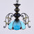 Vintage Tiffany Petal Pendant Lamp Black Finish 1 Light Stained Glass Foyer Hanging Light in Clear/Blue Blue Clearhalo 'Ceiling Lights' 'Chandeliers' 'Clear' 'Close To Ceiling Lights' 'Industrial' 'Middle Century Chandeliers' 'Modern' 'Tiffany Chandeliers' 'Tiffany close to ceiling' 'Tiffany' 'Traditional Chandeliers' Lighting' 38153