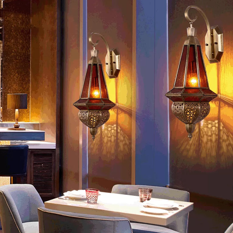 1 Bulb Metal Wall Lamp Sconce Art Deco Brass Urn Restaurant Wall Mounted Lighting Brass Clearhalo 'Wall Lamps & Sconces' 'Wall Lights' Lighting' 381774