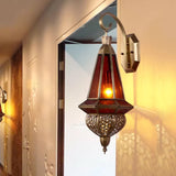 1 Bulb Metal Wall Lamp Sconce Art Deco Brass Urn Restaurant Wall Mounted Lighting Clearhalo 'Wall Lamps & Sconces' 'Wall Lights' Lighting' 381775