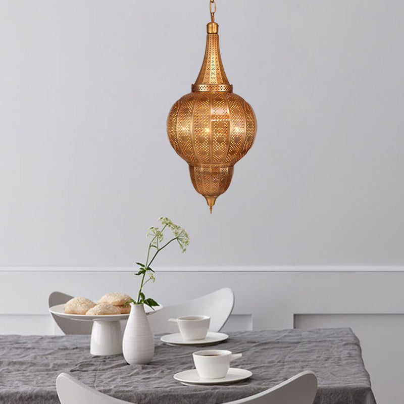 Brass Sphere Pendant Chandelier Arabian Metal 7 Lights Restaurant Hanging Ceiling Light Clearhalo 'Ceiling Lights' 'Chandeliers' Lighting' options 381853