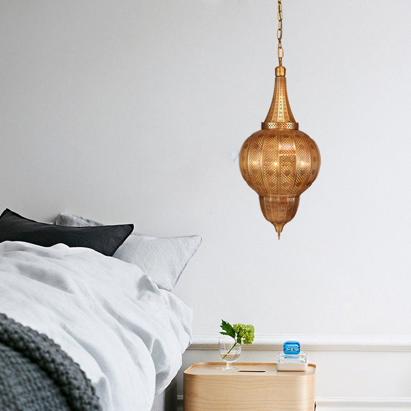 Brass Sphere Pendant Chandelier Arabian Metal 7 Lights Restaurant Hanging Ceiling Light Clearhalo 'Ceiling Lights' 'Chandeliers' Lighting' options 381855
