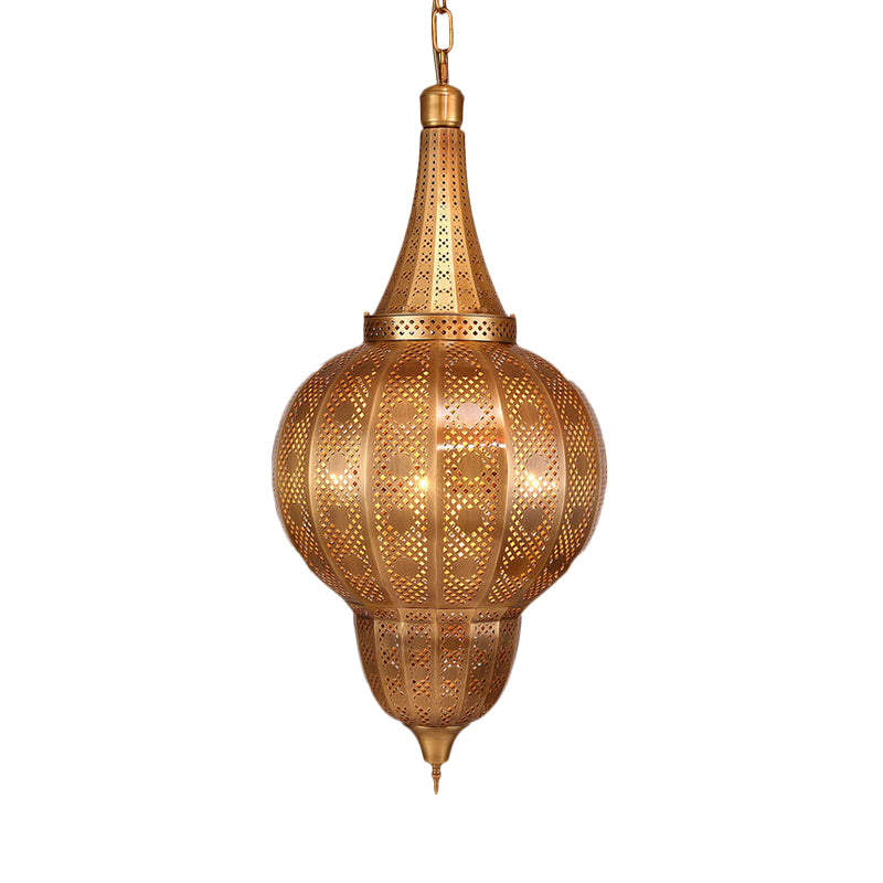 Brass Sphere Pendant Chandelier Arabian Metal 7 Lights Restaurant Hanging Ceiling Light Clearhalo 'Ceiling Lights' 'Chandeliers' Lighting' options 381856