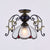 Traditional Petal Ceiling Light with Bowl Shade Stained Glass 1 Light Blue Diamond/Frosted Semi Flush Light in Black/White Black Frosted Clearhalo 'Ceiling Lights' 'Close To Ceiling Lights' 'Close to ceiling' 'Glass shade' 'Glass' 'Semi-flushmount' 'Tiffany close to ceiling' 'Tiffany' Lighting' 38201