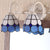 Dome Double Wall Sconce Light with Curved Arm Stained Glass Traditional Wall Lighting in Blue/Orange Blue Clearhalo 'Industrial' 'Middle century wall lights' 'Tiffany wall lights' 'Tiffany' 'Wall Lamps & Sconces' 'Wall Lights' Lighting' 38297