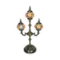 3 Lights Trident Night Light Traditional Beige/Orange/Blue Multicolored Stained Glass for Bedside Clearhalo 'Lamps' 'Table Lamps' Lighting' 384104