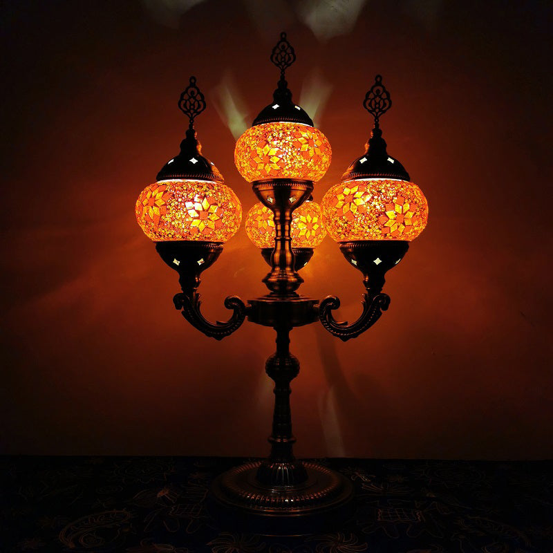 Orange/Blue/Blue and Orange 4 Heads Table Lamp Vintage Hand Rolled Art Glass Candelabra Desk Lamp Clearhalo 'Lamps' 'Table Lamps' Lighting' 384122