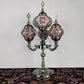 Stained Glass Candelabra Task Lamp Traditional 4 Lights Bedside Nightstand Lamp in Yellow/Orange/Blue Clearhalo 'Lamps' 'Table Lamps' Lighting' 384131