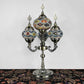 Stained Glass Candelabra Task Lamp Traditional 4 Lights Bedside Nightstand Lamp in Yellow/Orange/Blue Clearhalo 'Lamps' 'Table Lamps' Lighting' 384138