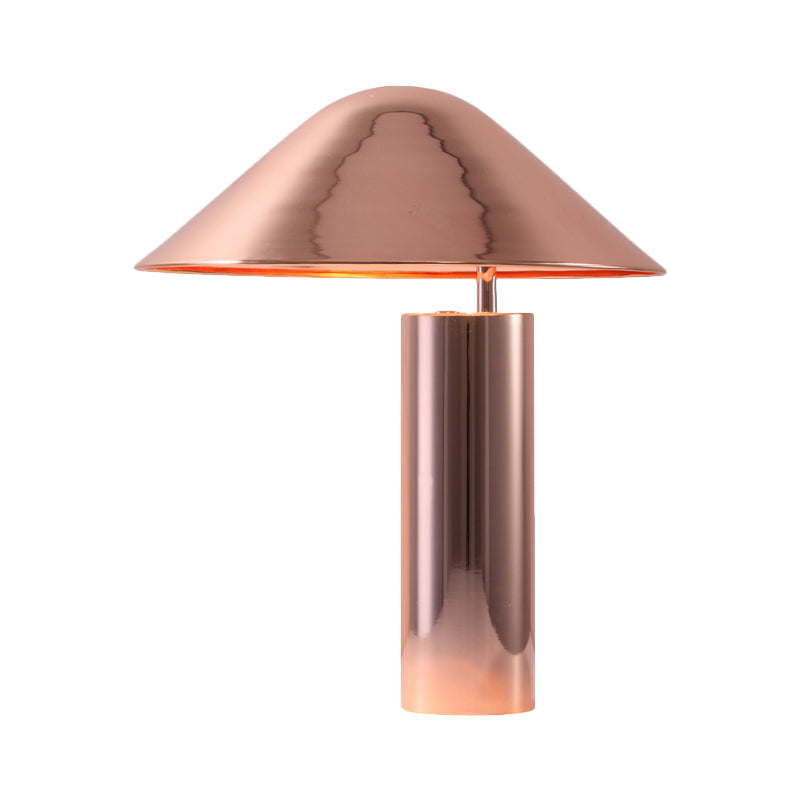 2 Bulbs Living Room Table Light Modern Rose Gold Nightstand Lamp with Conical Metal Shade Clearhalo 'Lamps' 'Table Lamps' Lighting' 384260