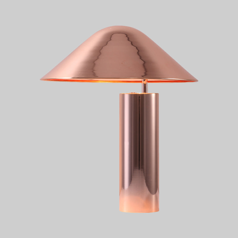 2 Bulbs Living Room Table Light Modern Rose Gold Nightstand Lamp with Conical Metal Shade Clearhalo 'Lamps' 'Table Lamps' Lighting' 384261