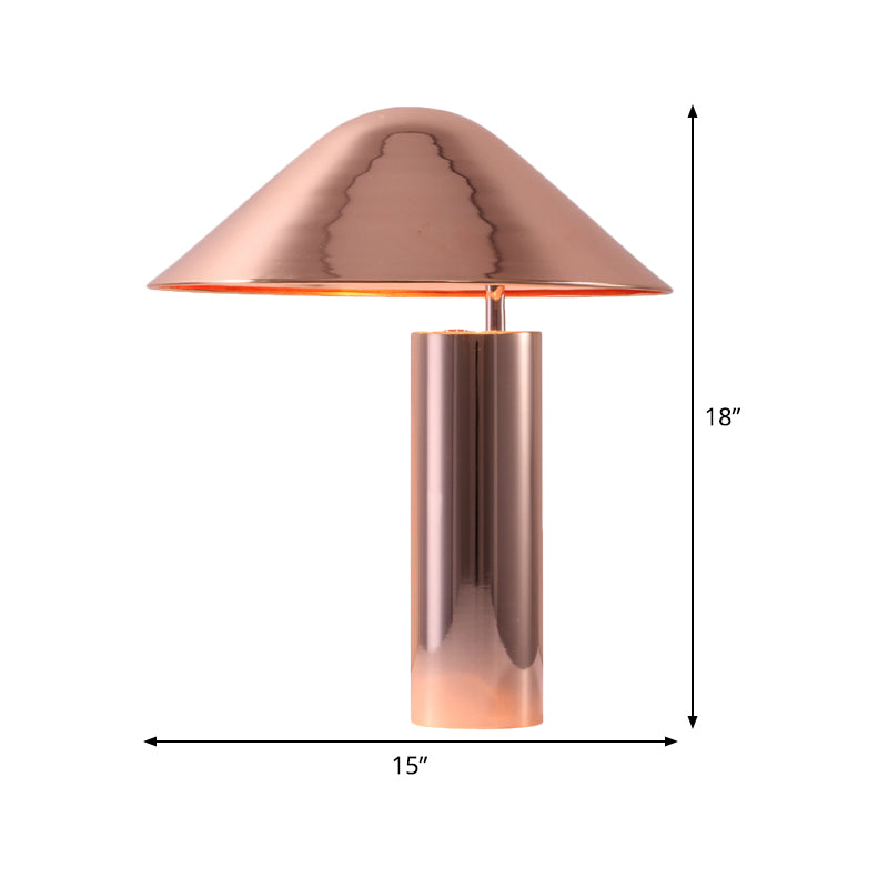2 Bulbs Living Room Table Light Modern Rose Gold Nightstand Lamp with Conical Metal Shade Clearhalo 'Lamps' 'Table Lamps' Lighting' 384262