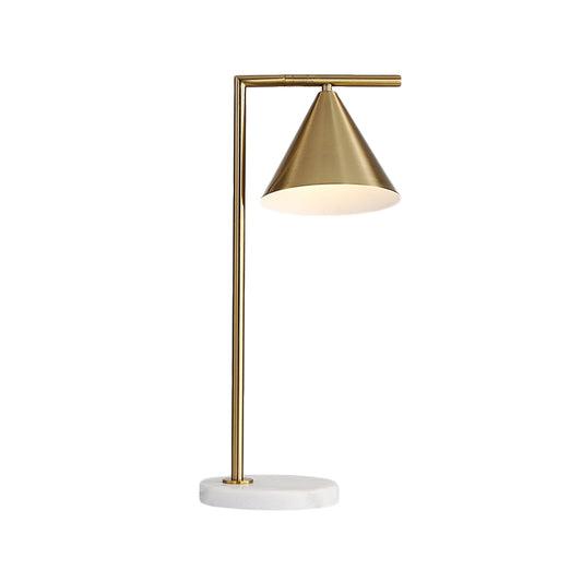 1 Bulb Bedside Task Lighting Modernist Gold Small Desk Lamp with Cone Metal Shade Clearhalo 'Lamps' 'Table Lamps' Lighting' 384377