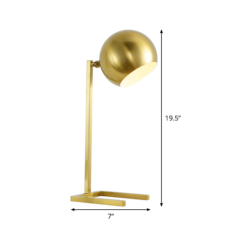 Spherical Task Lighting Modernist Metal 1 Bulb Reading Book Light in Gold for Study Clearhalo 'Lamps' 'Table Lamps' Lighting' 384388