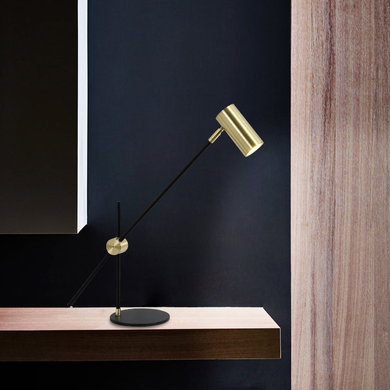 Contemporary 1 Head Task Lighting Gold Cylindrical Night Table Lamp with Metal Shade Clearhalo 'Lamps' 'Table Lamps' Lighting' 384401