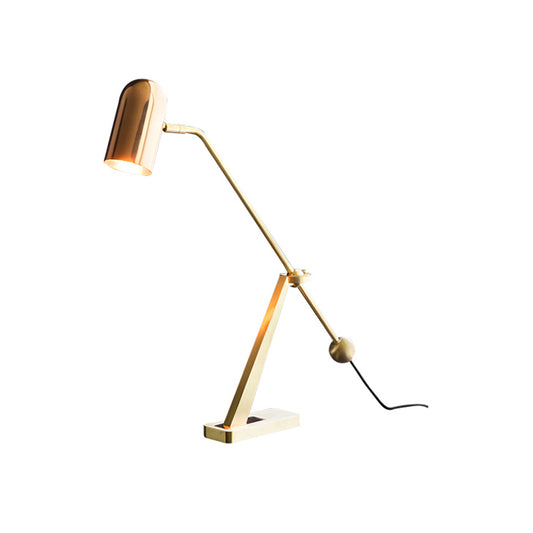 1 Bulb Study Task Lighting Modern Brass Reading Book Light with Tubular Metal Shade Clearhalo 'Lamps' 'Table Lamps' Lighting' 384407