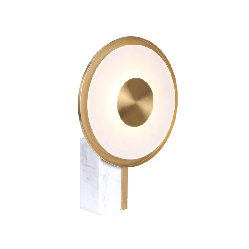 Frosted Glass Circle Table Light Modern LED Gold Task Lamp with ...