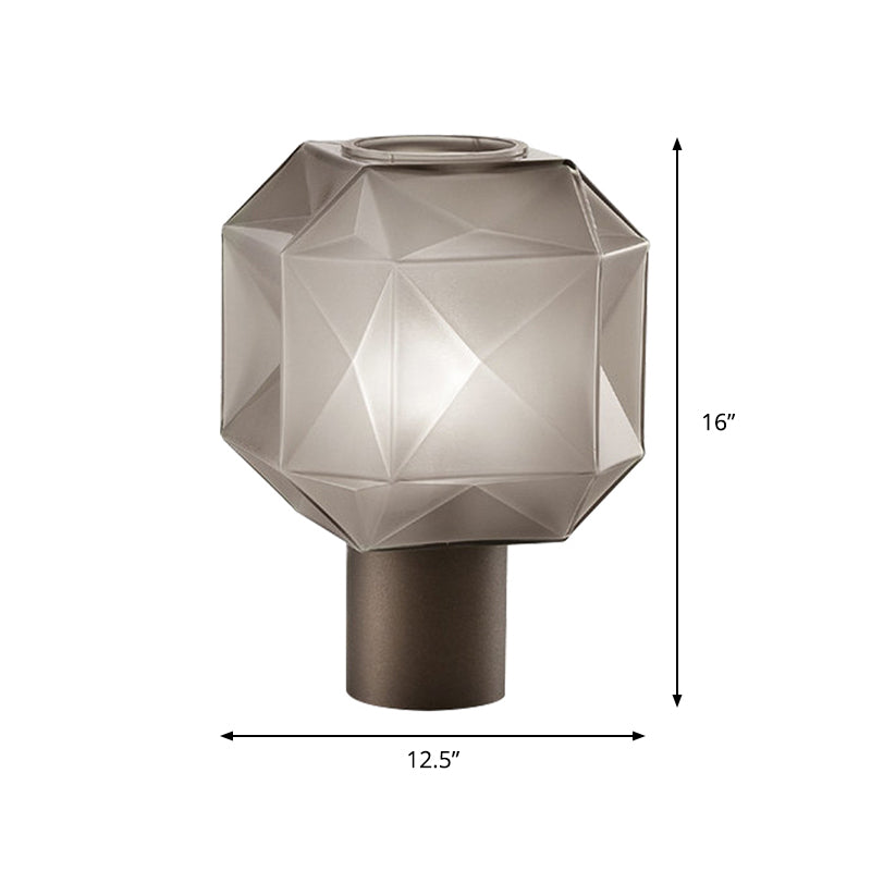 Tan Glass Geometrical Table Light Modernism 1 Head Nightstand Lamp with Tube Metal Base Clearhalo 'Lamps' 'Table Lamps' Lighting' 384580