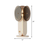 Smoke Grey Glass Circular Task Lighting Contemporary 1 Bulb Night Table Lamp in Light Pink Clearhalo 'Lamps' 'Table Lamps' Lighting' 384585