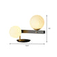 Opal Glass Sphere Table Light Modernist 2 Bulbs Small Desk Lamp with Black Metal Base Clearhalo 'Lamps' 'Table Lamps' Lighting' 384625