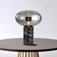 Oval Task Light Modern Smoke Gray/Amber Glass 1 Head Desk Lamp with Black Cylinder Marble Base, 9"/12.5" Wide Clearhalo 'Lamps' 'Table Lamps' Lighting' 384669