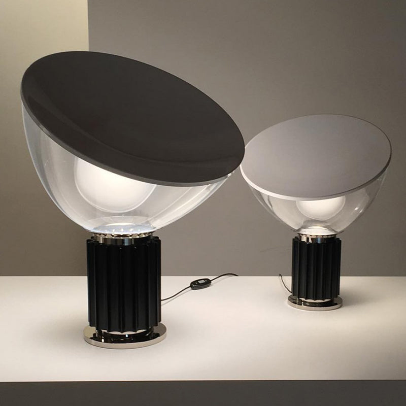 Dome Nightstand Lamp Modernist Clear Glass 1 Bulb 14.5"/19.5" Wide Black Reading Book Light Black Clearhalo 'Lamps' 'Table Lamps' Lighting' 384715