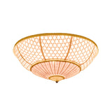 Dome Bamboo Flush Light Chinese 3 Bulbs Beige Ceiling Mounted Fixture for Living Room Clearhalo 'Ceiling Lights' 'Close To Ceiling Lights' 'Close to ceiling' 'Flush mount' Lighting' 384821