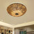 3 Bulbs Dining Room Flush Mount Asian Brown Ceiling Mounted Light with Bowl Rattan Shade Brown Clearhalo 'Ceiling Lights' 'Close To Ceiling Lights' 'Close to ceiling' 'Flush mount' Lighting' 384823