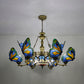 Stained Glass Butterfly/Baroque/Square Chandelier Light with Adjustable Chain Loft Pendant Lighting in Blue for Living Room Blue Butterfly Clearhalo 'Ceiling Lights' 'Chandeliers' Lighting' options 38530_f2d153f7-7cef-47eb-87f1-85069b6d900c