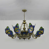 White/Clear/Beige Dome Chandelier Lamp with Butterfly Stained Glass Tiffany Indoor Hanging Light for Foyer Clearhalo 'Ceiling Lights' 'Chandeliers' 'Clear' 'Industrial' 'Middle Century Chandeliers' 'Modern' 'Pendant Lights' 'Tiffany Chandeliers' 'Tiffany close to ceiling' 'Tiffany' 'Traditional Chandeliers' Lighting' 38582