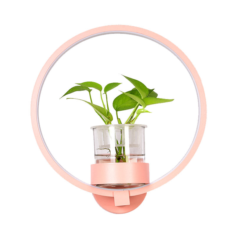 1 Head Metal Sconce Lighting Fixture Antique Black/Grey/White Circular Bedroom Wall Mount Light with Plant Cup Clearhalo 'Art deco wall lights' 'Cast Iron' 'Glass' 'Industrial wall lights' 'Industrial' 'Middle century wall lights' 'Modern' 'Rustic wall lights' 'Tiffany' 'Traditional wall lights' 'Wall Lamps & Sconces' 'Wall Lights' Lighting' 389892