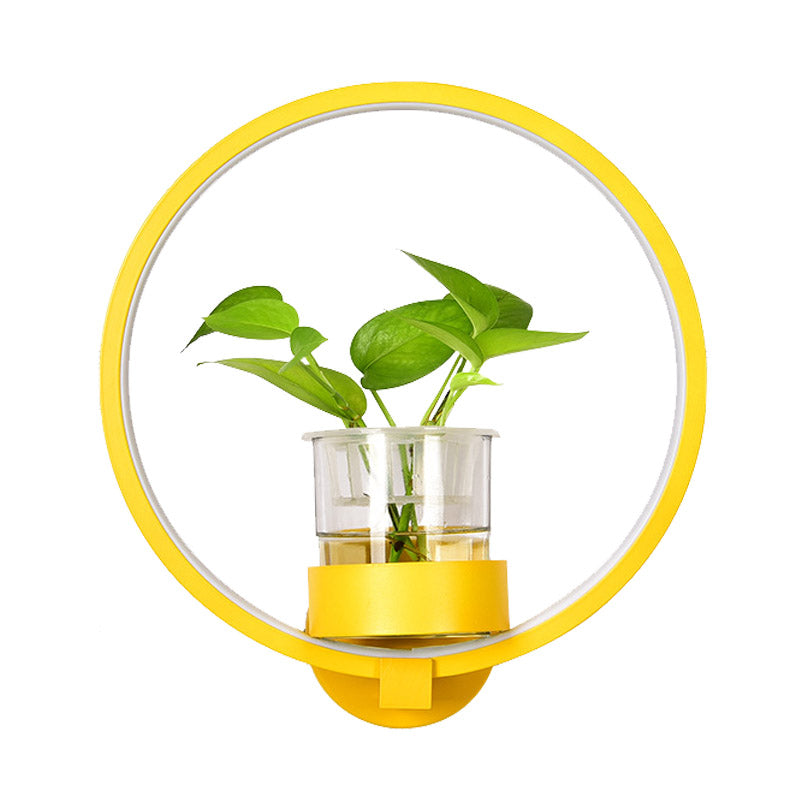 1 Head Metal Sconce Lighting Fixture Antique Black/Grey/White Circular Bedroom Wall Mount Light with Plant Cup Clearhalo 'Art deco wall lights' 'Cast Iron' 'Glass' 'Industrial wall lights' 'Industrial' 'Middle century wall lights' 'Modern' 'Rustic wall lights' 'Tiffany' 'Traditional wall lights' 'Wall Lamps & Sconces' 'Wall Lights' Lighting' 389895