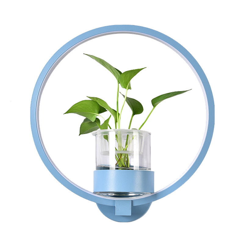 1 Head Metal Sconce Lighting Fixture Antique Black/Grey/White Circular Bedroom Wall Mount Light with Plant Cup Clearhalo 'Art deco wall lights' 'Cast Iron' 'Glass' 'Industrial wall lights' 'Industrial' 'Middle century wall lights' 'Modern' 'Rustic wall lights' 'Tiffany' 'Traditional wall lights' 'Wall Lamps & Sconces' 'Wall Lights' Lighting' 389898