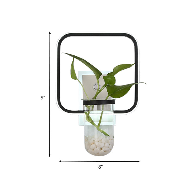 Industrial Round/Square Sconce Light Fixture LED Metal Wall Mount Lamp in Black with Plant Cup for Bedroom Clearhalo 'Art deco wall lights' 'Cast Iron' 'Glass' 'Industrial wall lights' 'Industrial' 'Middle century wall lights' 'Modern' 'Rustic wall lights' 'Tiffany' 'Traditional wall lights' 'Wall Lamps & Sconces' 'Wall Lights' Lighting' 389917