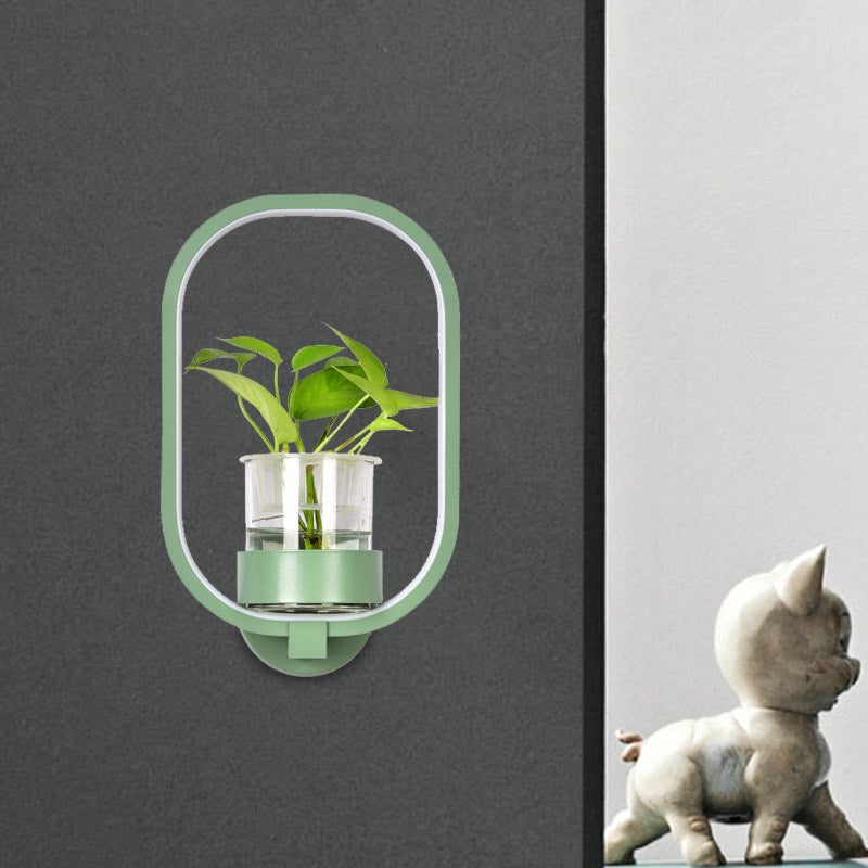 Oval Metal Sconce Wall Lighting Industrial LED Living Room Wall Light Fixture in Black/Grey/White Green Clearhalo 'Art deco wall lights' 'Cast Iron' 'Glass' 'Industrial wall lights' 'Industrial' 'Middle century wall lights' 'Modern' 'Rustic wall lights' 'Tiffany' 'Traditional wall lights' 'Wall Lamps & Sconces' 'Wall Lights' Lighting' 389993