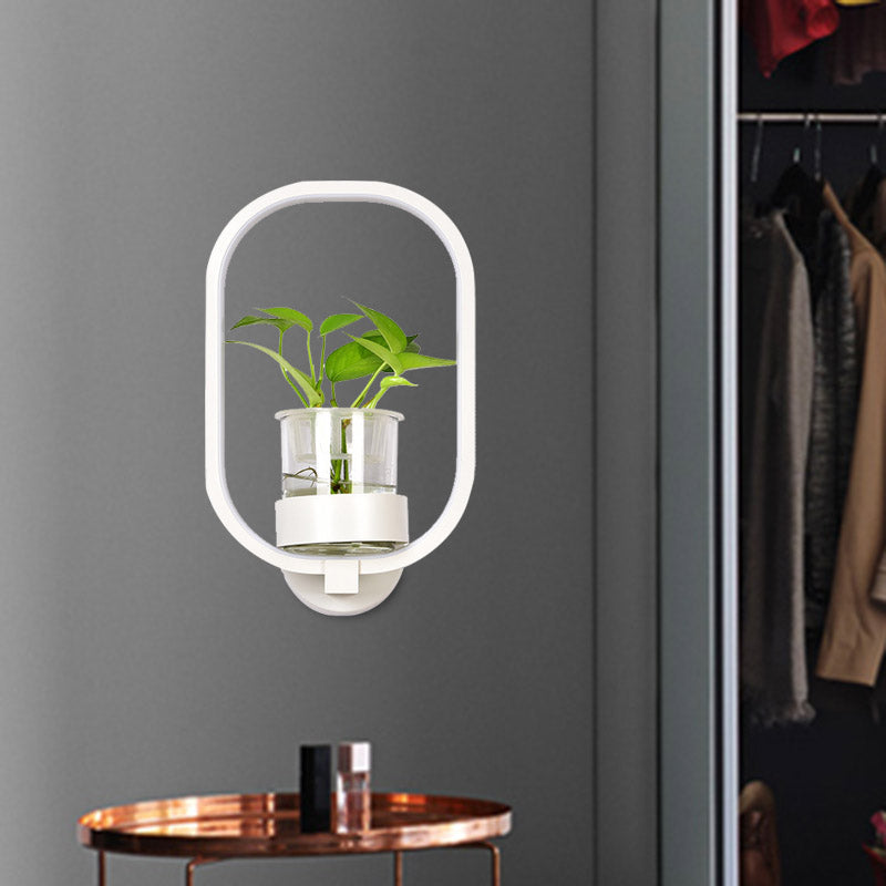 Oval Metal Sconce Wall Lighting Industrial LED Living Room Wall Light Fixture in Black/Grey/White Clearhalo 'Art deco wall lights' 'Cast Iron' 'Glass' 'Industrial wall lights' 'Industrial' 'Middle century wall lights' 'Modern' 'Rustic wall lights' 'Tiffany' 'Traditional wall lights' 'Wall Lamps & Sconces' 'Wall Lights' Lighting' 389999