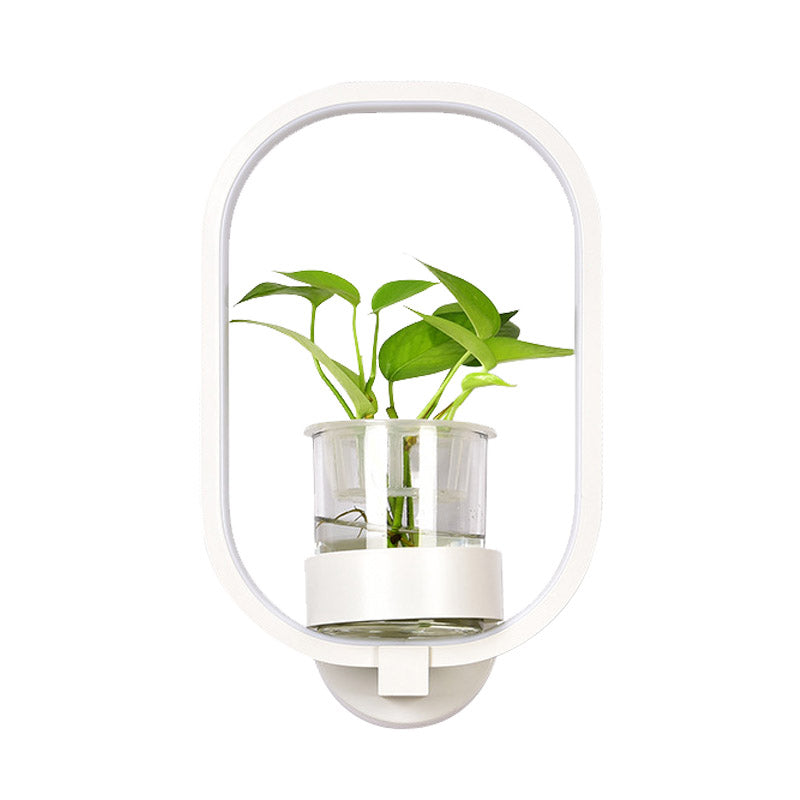 Oval Metal Sconce Wall Lighting Industrial LED Living Room Wall Light Fixture in Black/Grey/White Clearhalo 'Art deco wall lights' 'Cast Iron' 'Glass' 'Industrial wall lights' 'Industrial' 'Middle century wall lights' 'Modern' 'Rustic wall lights' 'Tiffany' 'Traditional wall lights' 'Wall Lamps & Sconces' 'Wall Lights' Lighting' 390000