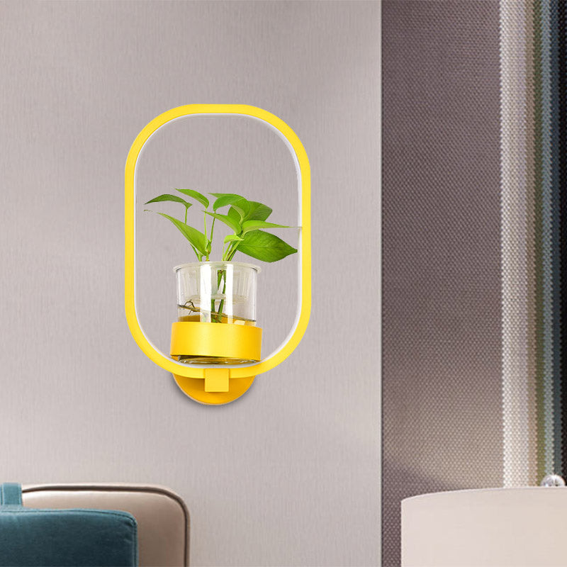 Oval Metal Sconce Wall Lighting Industrial LED Living Room Wall Light Fixture in Black/Grey/White Clearhalo 'Art deco wall lights' 'Cast Iron' 'Glass' 'Industrial wall lights' 'Industrial' 'Middle century wall lights' 'Modern' 'Rustic wall lights' 'Tiffany' 'Traditional wall lights' 'Wall Lamps & Sconces' 'Wall Lights' Lighting' 390011